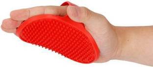 Taiyo Pluss Discovery Pet Shampoo Brush | Soothing Massage Rubber Bristles Curry Comb for Dogs & Cats Washing | Professional Quality Hand Brush - 1 Piece/Size: L - 4.2 Inch, H- 4.7 Inch/ (RED) Curry Comb for  Dog, Cat