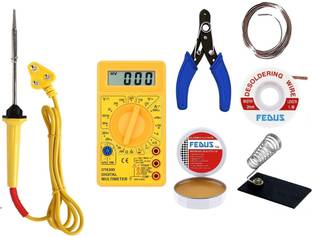 Fedus 7 in 1 Multi meter and soldering Iron Kit 25 W Simple, With Multimeter (Flat Tip) 25 W Temperature Controlled