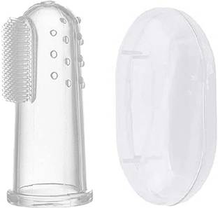 CHILD CHIC Silicon Baby Finger Toothbrush , Baby Finger Brush Tongue Cleaner with storage box Teether (Transparent) Extra Soft Toothbrush