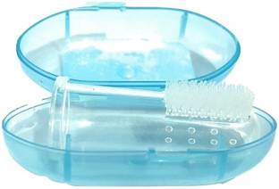 CHILD CHIC Silicon Baby Finger Toothbrush , Baby Finger Brush Tongue Cleaner with storage box Teether (BLUE) Extra Soft Toothbrush