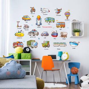 जाम्सोरोयल्स Cartoon early education car English words Wall Sticker