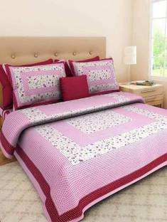 DREAMPOINT 144 TC Cotton Queen Floral Flat Bedsheet