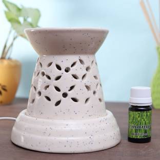 Flipkart Perfect Homes Citrus Diffuser Set Ceramic Electric Diffuser ( Cross Design ) White Color with 10 ml Fragrance Oil