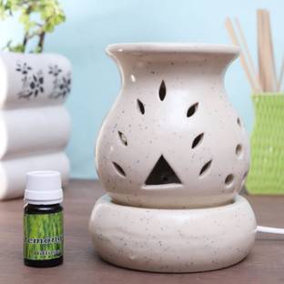 Flipkart Perfect Homes Citrus Diffuser Set Ceramic Electric Diffuser With Cutting White Color with 10 ml Fragrance Oil