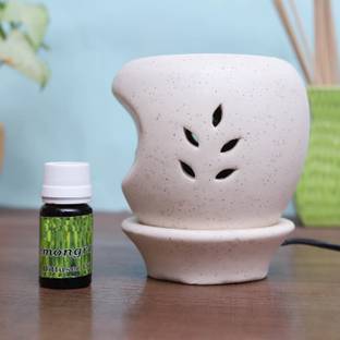 Flipkart Perfect Homes Citrus Diffuser Set Shape Ceramic Electric Diffuser white Color with 10 ml Fragrance oil