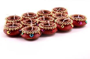 Smart Buyer Smokeless Paraffin Wax Matka Diyas, 20 Hour Burning Amrit Kalash Candle