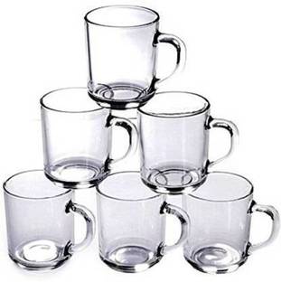 Sarsawal Microwave Safe Glass Tea Coffee Glass Coffee (220 ml, Pack of 6) Wood Coffee Mug