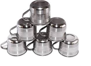 FortunShop Pack of 6 Steel Royal Steel Tea Cup/Coffee Cup, Set of 6 Piece, Sliver,120ml