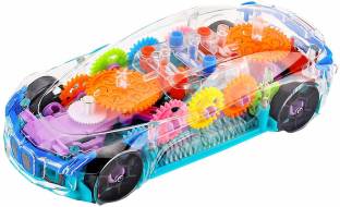 ToyHub 3D Car Transparent Car, Car Toy for Kids with 360 Degree Rotation, Gear Simulation Mechanical Car, Concept Racing Car, Sound & Light Toys for Kids Boys & Girls