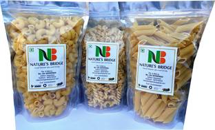 Nature's Bridge Pasta Penne 300g + Fussili 300g + Macaroni 300g, Pack of 3 each 300 Gm / Pasta / Durum Wheat Pasta Macaroni, Penne, Fusilli Pasta