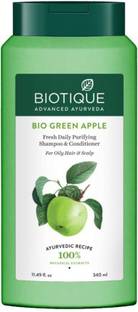 BIOTIQUE Bio Green Apple Fresh Daily Purifying Shampoo & Conditioner for Oily Scalp & Hair, 340 ml