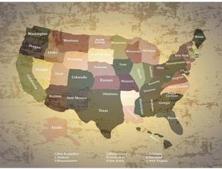 Artzfolio Antique Vintage Map of USA America Unframed Premium Canvas Painting 16inch x 12inch (40.6cms x 30.5cms) Digital Reprint 12.5 inch x 16.5 inch Painting