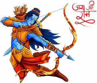 DivineDesigns 53 cm Jai Shree Ram Sticker Self Adhesive Sticker