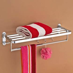 Plantex Premium High Grade Stainless Steel Folding Towel Rack for Bathroom/Hanger/Towel Stand/Bathroom Accessories(24 Inch) Chrome Towel Holder