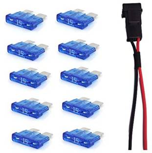 PBROS 10 Pieces 15 AMP Blade Fuse with Fuse Holder 12V Plastic Ceramic Blade Fuse Box Vehicle Fuse