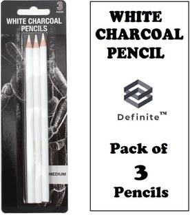 Definite White Color Charcoal Pencil for Expressive Portrait, Drawings, Shading on Black Tinted Paper Perfect for Beginners and Professionals, Students and Adults Round Shaped Color Pencils