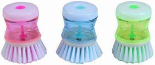 Akshat Button Dishwasher Brush Plastic Wet and Dry Brush