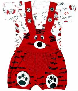 Corp Wed Dungaree For Baby Boys & Baby Girls Casual Printed Cotton Blend