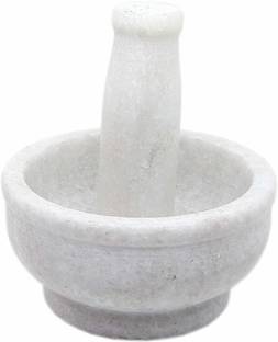 Krishana Products Indian Polo White marble Masher, Emam Dasta, Khalbaata, Okhli, , (4x3). Marble Masher