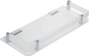 QUISTAL Wall Mount Multipurpose Modern Shelf for Bathroom - 12 X 5 Inch, White Acrylic Wall Shelf