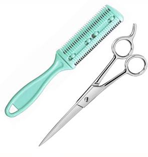 MGP FASHION Personal Care Tools Home And Professional Beauty Makeup Hair Blade Scissor Grooming Cutting Parlour Barber Salon Easy Grip for Men Women Kids and Hair Trimming Thinning All Purpose Scissors Combo (Silver) Scissors