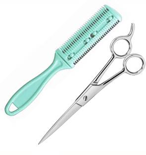 MGP FASHION Personal Care Tools Home And Professional Beauty Makeup Hair Blade Scissor Grooming Cutting Parlour Barber Salon Easy Grip for Men Women Kids and Hair Trimming Thinning All Purpose Scissors Combo (Silver) Scissors