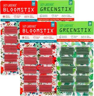 lazy gardener Plant Food Sticks Beginner Pack : 2 GreenStix + 2 BloomStix (Essential Nutrition & Bloom-Booster) Fertilizer