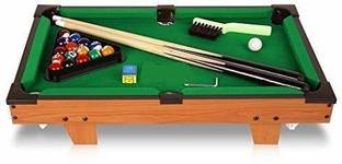 Krux Tabletop Pool Set- Billiard Game Includes 15 Balls, 2 Sticks, 1 Chalk, Triangle-Portable and Fun Game for Kids Strategy & War Board Game