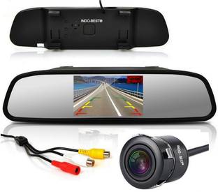 INDO-BEST NextGen Universal Model Reverse Parking Device and Car Security Camera Combo - 4.3" T.F.T. Mirror Mount Camera Monitor With High Definition Night Vision Rear View Camera - For All Car Brands and Models (T1) Reverse Assist Camera System
