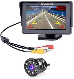 INDO-BEST NextGen Universal Model Reverse Parking Device and Car Security Camera Combo - 4.3" T.F.T. Dashboard Mount Camera Monitor With 8 LED High Definition Enhanced Night Vision Rear View Camera - For All Car Brands and Models (T1) Reverse Assist Camera System