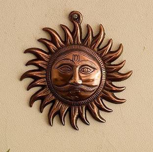 NAVYAKSH Wall Art Motivational Home Vastu Sun Surya Copper Wall Hangings for Home Offices/sooraj Wall Hanging Decorative Showpiece  -  19 cm