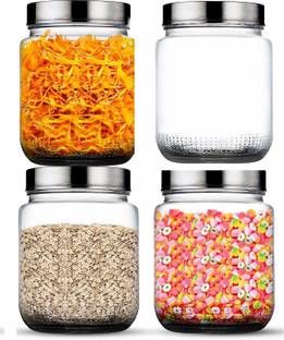 Hkc House Set Of 2 Kitchen Containers With Lids Tight Seal For Flour Sugar Pasta Cereal Capacity 1500ml 4 25 X8 5 1500 Ml Glass Grocery Container Price In India Buy