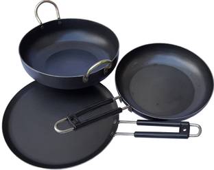 Navghar INDIAN Iron cookware combo Dosa 25cm Dia + Fry Pan 23 cm Cookware Set
