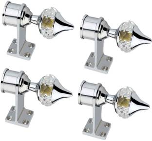 GROWNIX White, Silver Curtain Hooks, Curtain Knobs, Curtain Rods, Rod Rail Bracket Metal