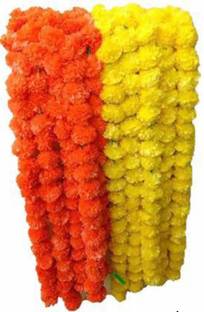 Blooming Faith Artificial Flower, Garlands for Office, Home, Diwali, Navratri Decoration Pack of 10 Yellow & Orange Plastic Garland