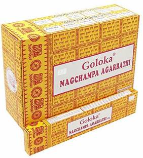 Snehraje solution GOLOKA NagChampa Agarbathi Hand Rolled Masala Incense Sticks (Brown) -12 Packs of 15 Grams Each in a Box