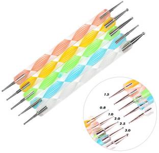 Red Square 5 pc 2 Way Dotting Pen Tool Nail Art Tip Dot Paint Manicure kit