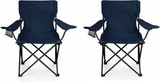 BLAPOXE Portable Folding Camping Chair with Arm Rest Cup Holder and Carrying and Storage Bag - Dark Blue Pack of 2 Metal Outdoor Chair