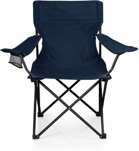 BLAPOXE Portable Folding Camping Chair with Arm Rest Cup Holder and Carrying and Storage Bag - Dark Blue Pack of 1 Metal Outdoor Chair