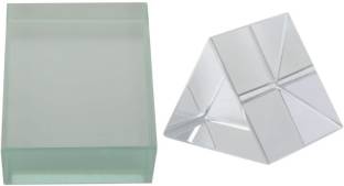 Sciencolab Glass Prism 50 X50mm and Glass Slab 75X50X18mm(Combo of 2)for learning and experiments purpose Solid Prism