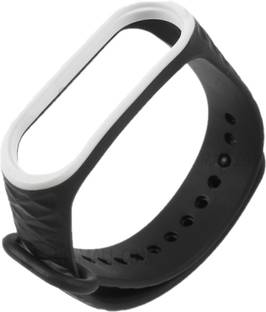 Microcart Silicone Strap for models Xiaomi Mi Band 3 and Mi Band 4, with Diamond design and Black & White color (Device not included) Smart Band Strap