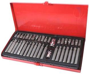 Mass Pro 40pc Torx Star Spline Hex Allen Key Socket Bit Set 3/8 & 1/2 Drive Alan T20-T55 Socket Set