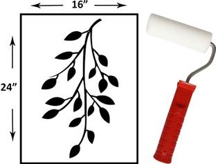 Decor now Floral Pattern Size : ( 16-inch x 24-inch) Plus 4 inch foam roller Floral pattern falling leaf DIY Reusable Stencil Plus 4 inch foam roller for home decor Wall Stencil Stencil