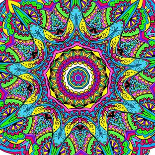 Artzfolio 71.12 cm Abstract Psychedelic Traditional Motif Element D2 Peel & Stick Vinyl Wall Sticker 28inch x 28inch (71.1cms x 71.1cms) Self Adhesive Sticker