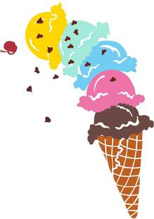WALLDECORS 60.96 cm MULTI FLAVOUR CONE ICE CREAM IMAGE Self Adhesive Sticker