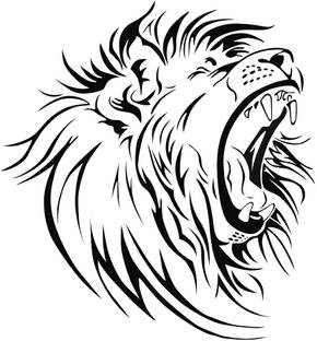 WALLDECORS 60.96 cm ANGRY LION ROARING IMAGE Self Adhesive Sticker