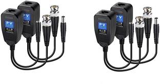 LipiWorld (Pack Of 2) 8MP (PV) Passive Video Balun BNC DC to RJ45 Network Transceiver AHD/TVI/CVI/CVBS for Full HD CCTV DVR Security Surveillance Camera System Wire Connector