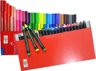 FABER-CASTELL MAJESTIC BASKET 25 SHADES CONNECTOR SKETCH PEN ALONGWITH 24 WAX CRAYONS SET