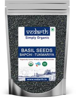 Vedarth Organic Basil Seeds (Raw Seed ) Tukmariya / Sabja / Bapji Seed for Protein , Iron , Folic acid and Dietary Fibre , Calcium , Anti Oxidents for Weight Loss Basil Seeds