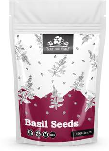 NATURE YARD Raw Basil/Sabja/Tukmaria/Bapji Seeds for Weight Loss - 400 gm - Rich in Protein , Iron , Folic acid, Dietary Fiber , Calcium , Anti Oxidants Basil Seeds